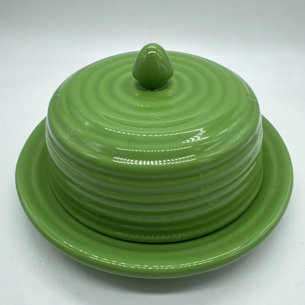 BAUER RING WARE Parrot Green GLAZE COVERED BUTTER DISH